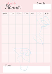 Monthly planner A4