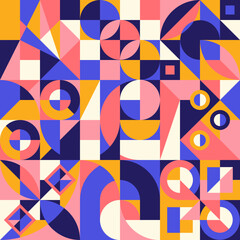 Abstract geometric backgrounds. Neo geo pattern, minimalist retro poster graphics vector illustration