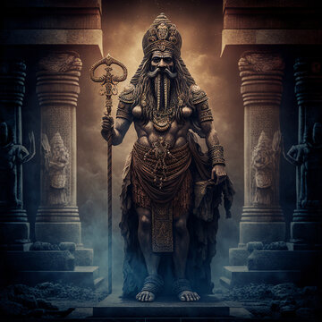 Ancient Sumerian mythology. Enki,ancient Sumerian mythological god. Created with Generative AI technology.