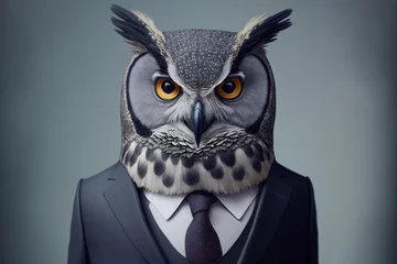 Gordijnen portrait of an owl dressed in a formal business suit, generative ai © Rawf8