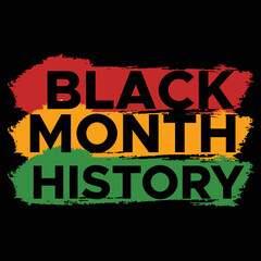 Fototapeta na wymiar Black History Month – lettering card, banner for print, flyer, invitation, social media, souvenir. Red, yellow, and green artistic brush strokes on black backgrounds.