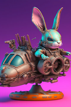 Robotic Bunny Rabbit On Plane 