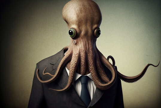Portrait of a Octopus dressed in a formal business suit,  generative ai