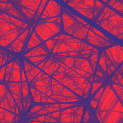 Red volumetric light shines through a geometric structure. 3d rendering digital illustration
