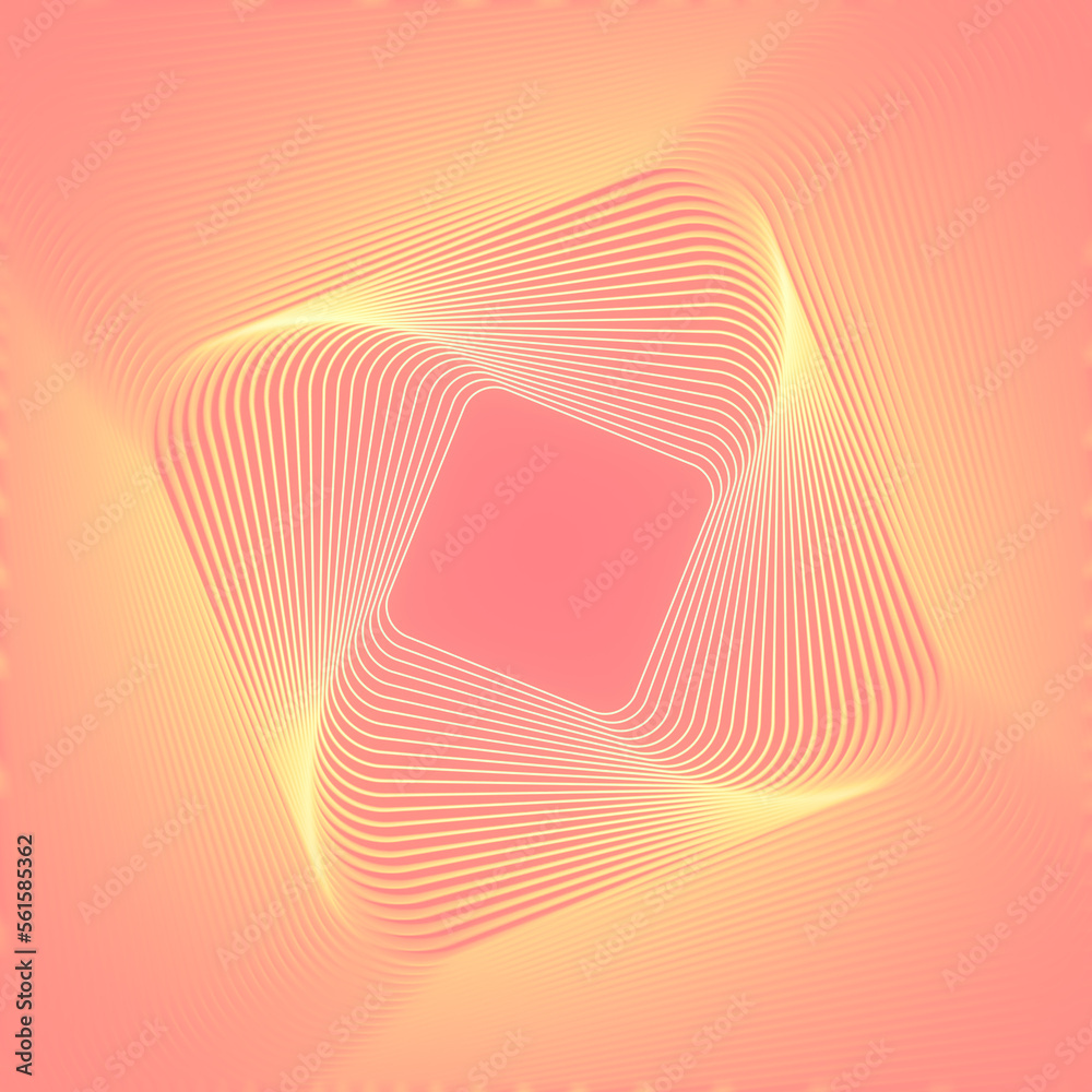 Poster Pattern of lines on a colored background representing square three-dimensional geometric object. 3d render illustration
