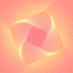 Pattern of lines on a colored background representing square three-dimensional geometric object. 3d render illustration