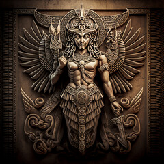 Obraz premium Ancient Sumerian mythology. An,ancient Sumerian mythological god. Created with Generative AI technology.