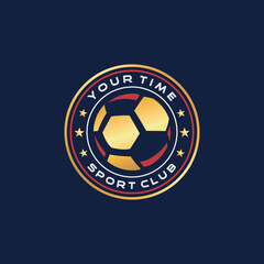 illustration of a football club logo with a ball element inside a circle badge. logo design template