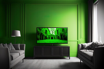 Tv in living room Green Screen 2. Generative AI