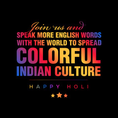 Happy Holi greetings with join us massage.
