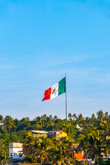 Mexican green white red flag in Zicatela Puerto Escondido Mexico.