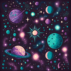 Dark Purple Space Galaxy illustration