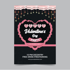 Realistic valentines day text design celebration vertical flyer template background