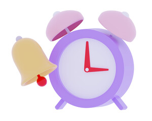 3d vintage ringing alarm clock and notification bell isolated Schedule appointment concept Modern design 3d rendering illustration