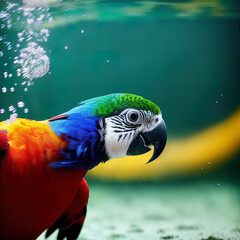 Parrot diving into water- AI Generated