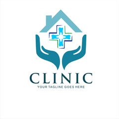 Obraz premium a dental clinic logo with a hand underneath