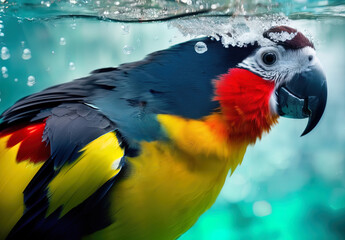 Parrot diving into water- AI Generated