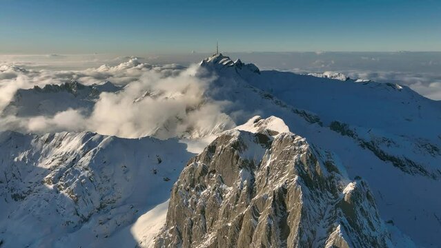 Aerial View of the Mountain Seantis in the Swiss Alps, Switzerland. Santis