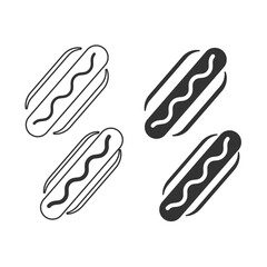  Hotdog icon. Fastfood set line and background vector ilustration.