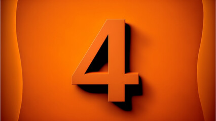 Fototapeta premium 3D number 4 orange, Generative IA