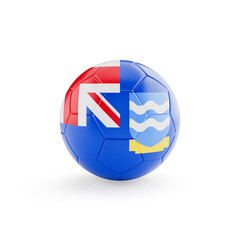 Obraz premium 3D football soccer ball with Falkland Islands national team flag isolated on white background - 3D Rendering