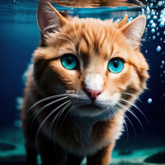 Cat Diving Into Water - Ai Generated
