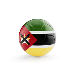 Naklejka premium 3D football soccer ball with Mozambique national team flag isolated on white background - 3D Rendering