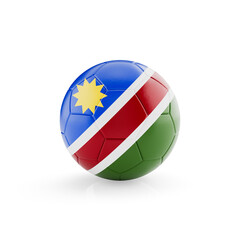 3D football soccer ball with Namibia national team flag isolated on white background - 3D Rendering