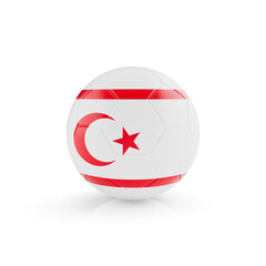 3D football soccer ball with Northern Cyprus national team flag isolated on white background - 3D Rendering