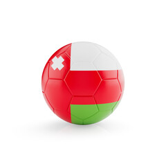 Fototapeta premium 3D football soccer ball with Oman national team flag isolated on white background - 3D Rendering