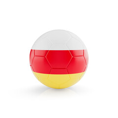 Naklejka premium 3D football soccer ball with Ossetia national team flag isolated on white background - 3D Rendering