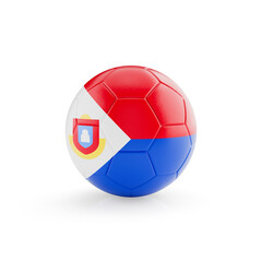 Fototapeta premium 3D football soccer ball with Sint Maarten national team flag isolated on white background - 3D Rendering