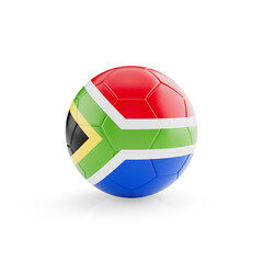 3D football soccer ball with South Africa national team flag isolated on white background - 3D Rendering