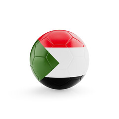 Obraz premium 3D football soccer ball with Sudan national team flag isolated on white background - 3D Rendering