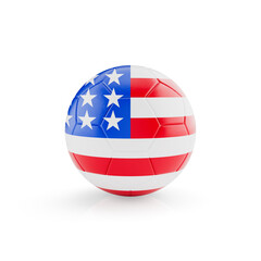 3D football soccer ball with United States national team flag isolated on white background - 3D Rendering
