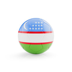 3D football soccer ball with Uzbekistán national team flag isolated on white background - 3D Rendering