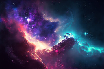 An Illustration of an abstract galaxy background. Created with Generative AI.