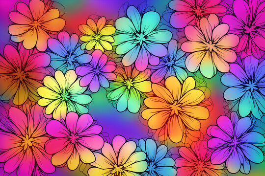 Blossom plants, flower buds floral background - Generative AI