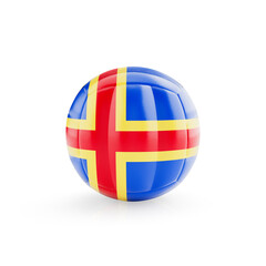 3D volleyball ball with Aland Islands national team flag isolated on white background - 3D Rendering