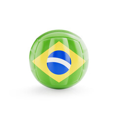 3D volleyball ball with Brazil national team flag isolated on white background - 3D Rendering