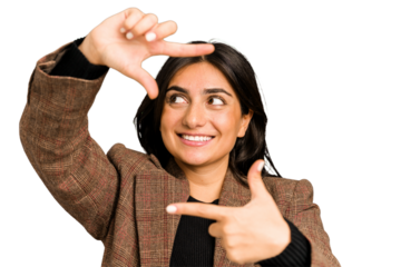 Young indian business woman doing a frame gesture
