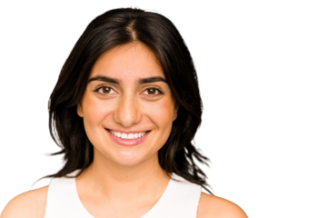 Young indian woman face closeup cut out isolated