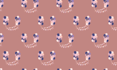 Birthday seamless background pattern in pink colors