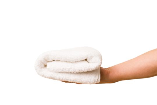 White towel isolated on white background .