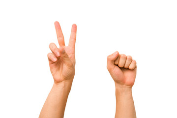 caucasian hands gesturing isolated on a white background
