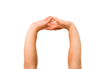caucasian hands gesturing isolated on a white background
