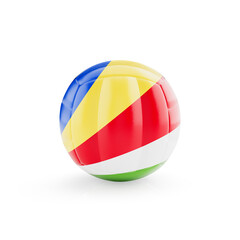 3D volleyball ball with Seychelles national team flag isolated on white background - 3D Rendering