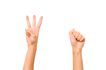 woman's hands gesturing isolated on white background