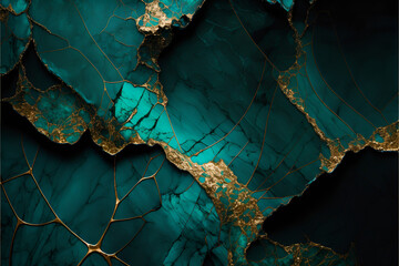 Gold and teal cracked marble textures, Made by 
