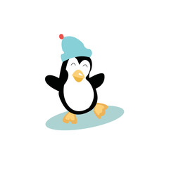 Penguin cartoon colored clipart illustration